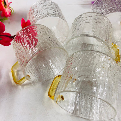 100ml 6 Pcs Premium Borosilicate Glass Mug – Heat & Cold Resistant Transparent Coffee Tea Tumbler Cup