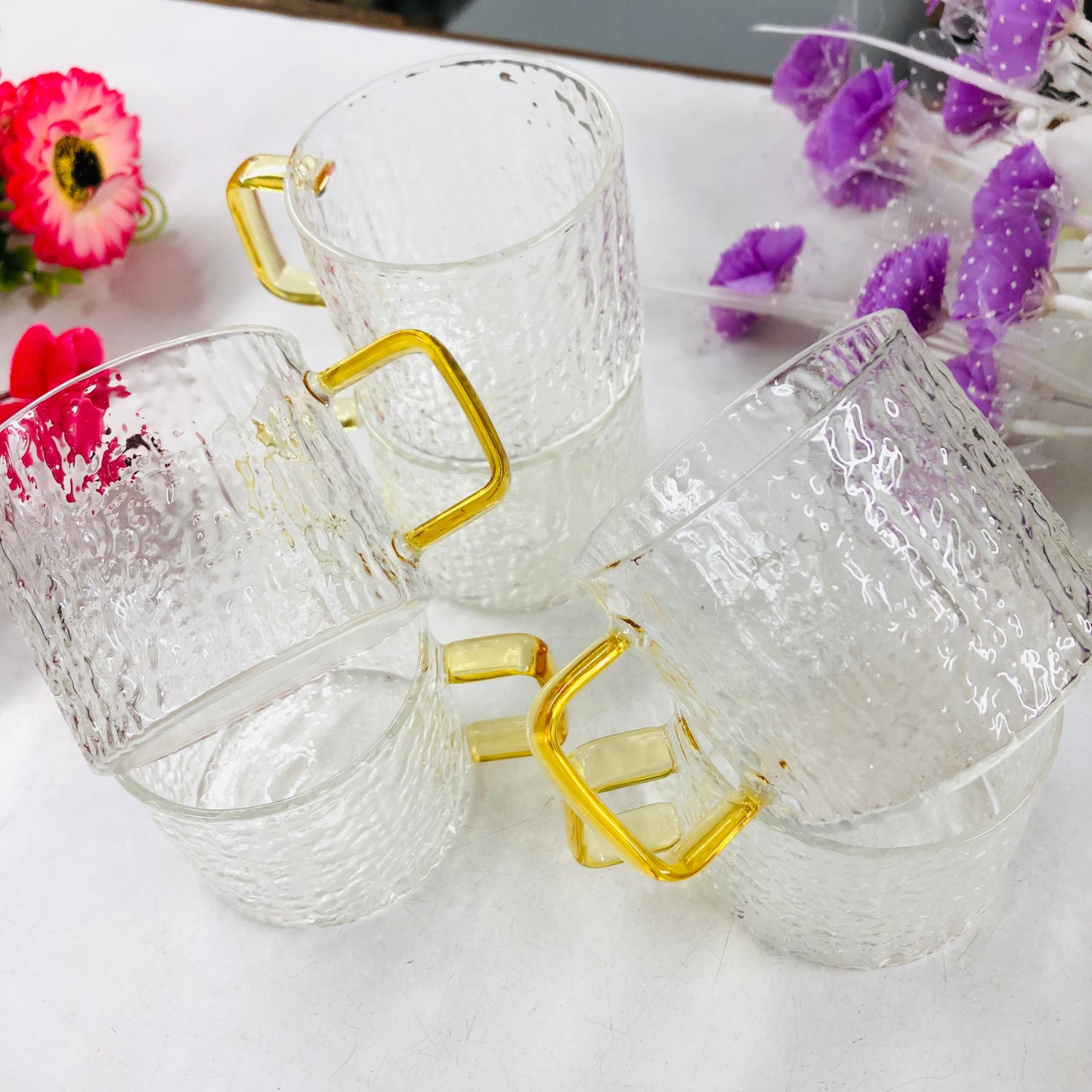 100ml 6 Pcs Premium Borosilicate Glass Mug – Heat & Cold Resistant Transparent Coffee Tea Tumbler Cup