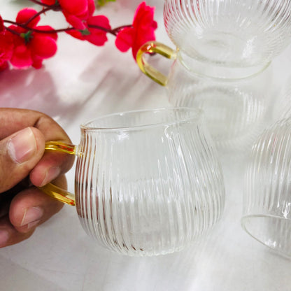 100ml 6 Pcs Premium Borosilicate Glass Mug – Heat & Cold Resistant Transparent Coffee Tea Tumbler Cup