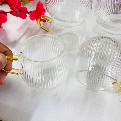 100ml 6 Pcs Premium Borosilicate Glass Mug – Heat & Cold Resistant Transparent Coffee Tea Tumbler Cup