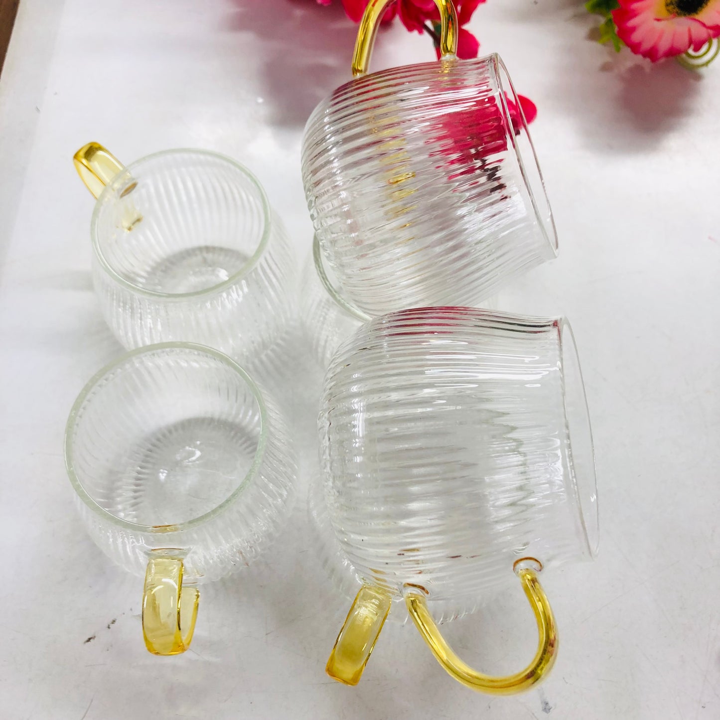 100ml 6 Pcs Premium Borosilicate Glass Mug – Heat & Cold Resistant Transparent Coffee Tea Tumbler Cup