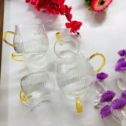 100ml 6 Pcs Premium Borosilicate Glass Mug – Heat & Cold Resistant Transparent Coffee Tea Tumbler Cup