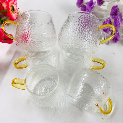 100ml 6 Pcs Premium Borosilicate Glass Mug – Heat & Cold Resistant Transparent Coffee Tea Tumbler Cup