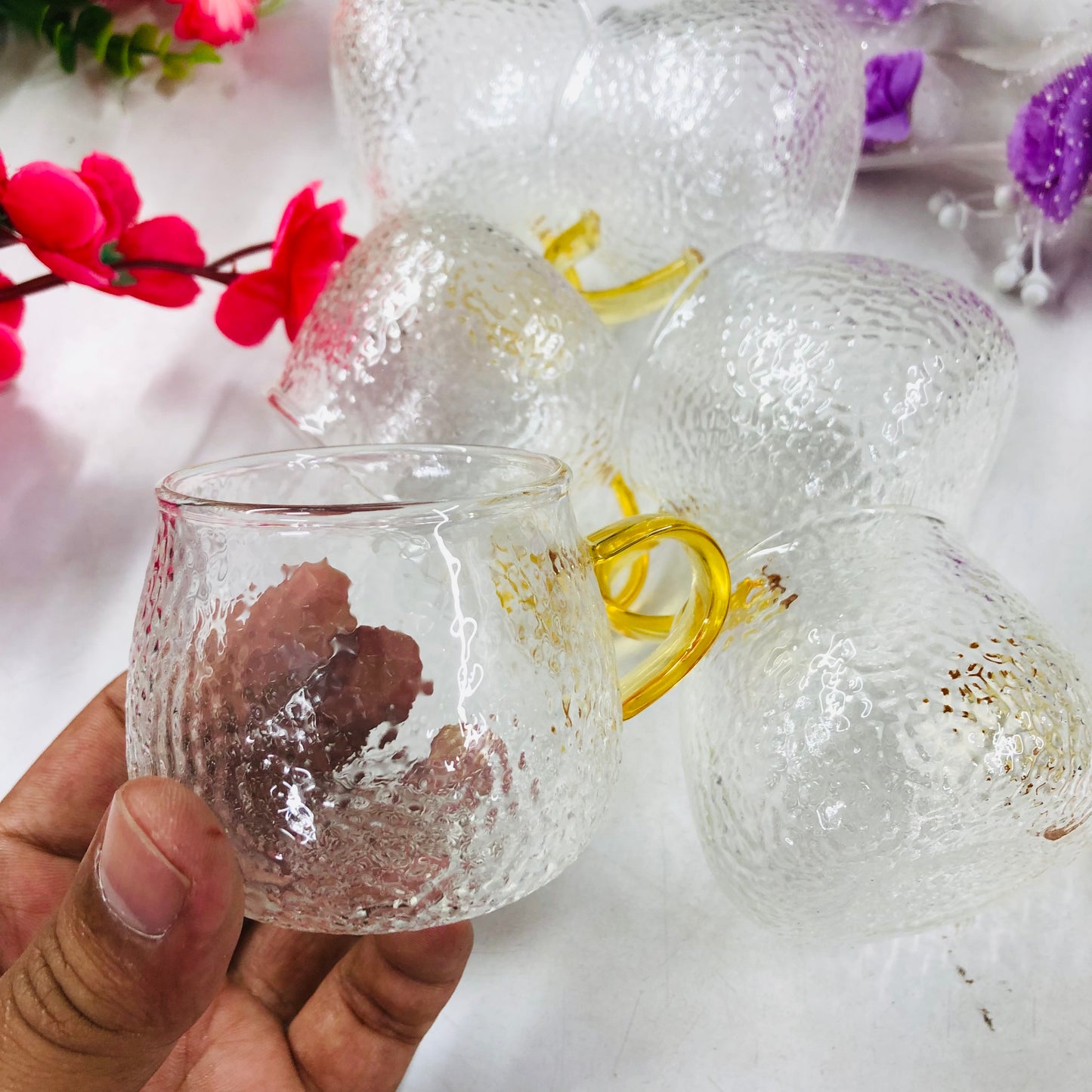 100ml 6 Pcs Premium Borosilicate Glass Mug – Heat & Cold Resistant Transparent Coffee Tea Tumbler Cup