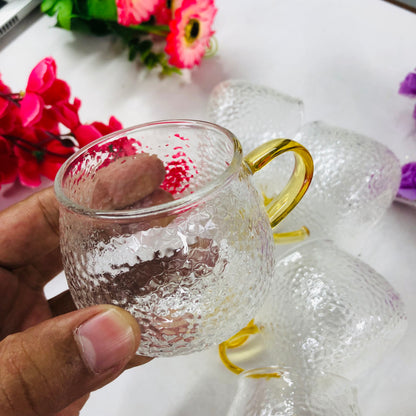 100ml 6 Pcs Premium Borosilicate Glass Mug – Heat & Cold Resistant Transparent Coffee Tea Tumbler Cup