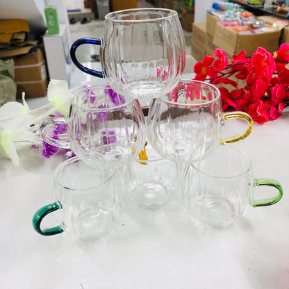 100ml 6 Pcs Premium Borosilicate Glass Mug – Heat & Cold Resistant Transparent Coffee Tea Tumbler Cup