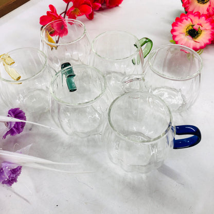 100ml 6 Pcs Premium Borosilicate Glass Mug – Heat & Cold Resistant Transparent Coffee Tea Tumbler Cup