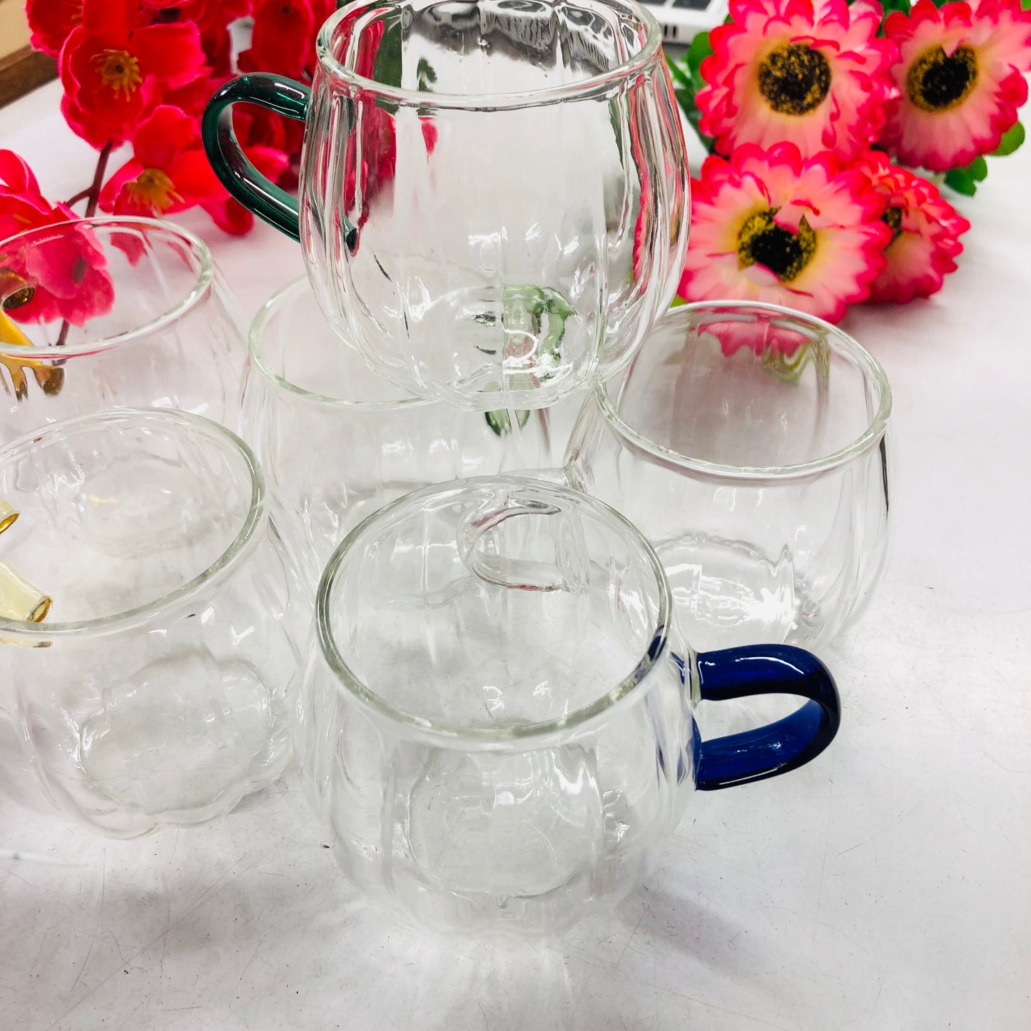 100ml 6 Pcs Premium Borosilicate Glass Mug – Heat & Cold Resistant Transparent Coffee Tea Tumbler Cup