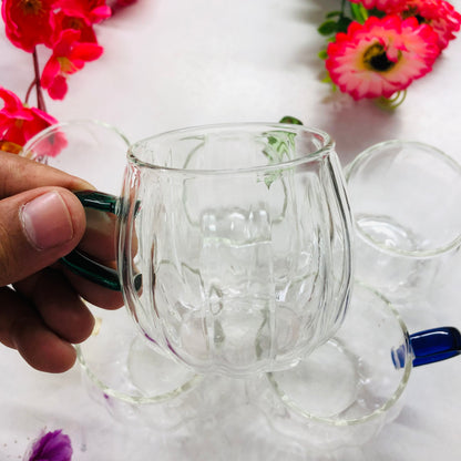 100ml 6 Pcs Premium Borosilicate Glass Mug – Heat & Cold Resistant Transparent Coffee Tea Tumbler Cup