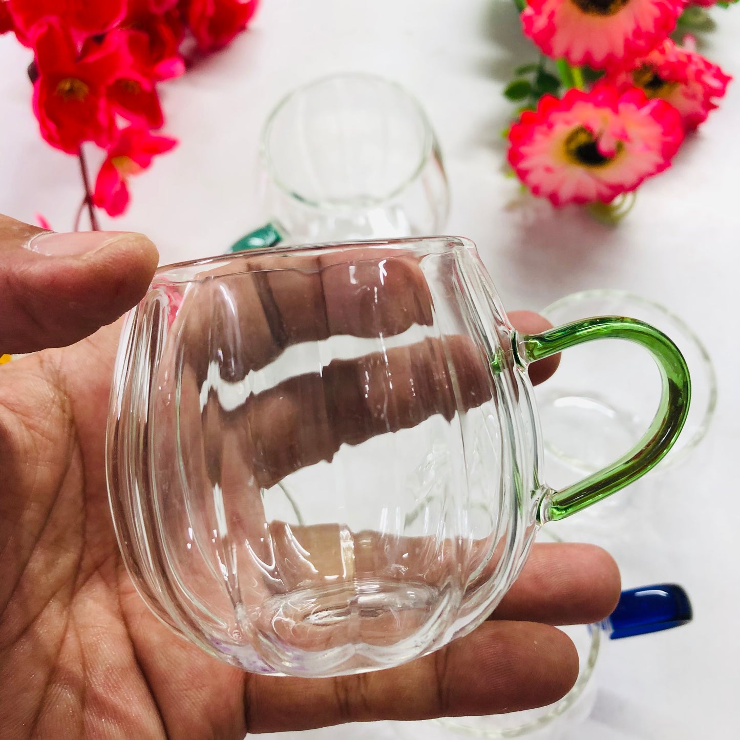 100ml 6 Pcs Premium Borosilicate Glass Mug – Heat & Cold Resistant Transparent Coffee Tea Tumbler Cup