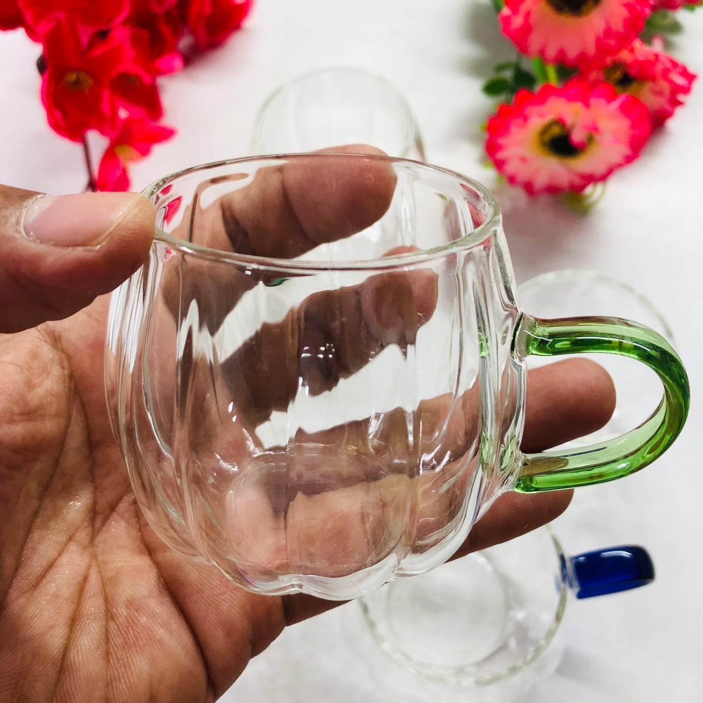 100ml 6 Pcs Premium Borosilicate Glass Mug – Heat & Cold Resistant Transparent Coffee Tea Tumbler Cup