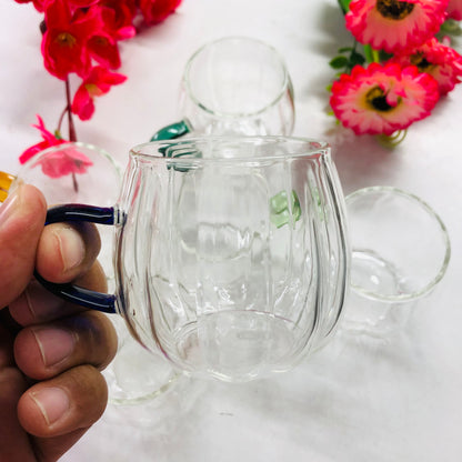 100ml 6 Pcs Premium Borosilicate Glass Mug – Heat & Cold Resistant Transparent Coffee Tea Tumbler Cup