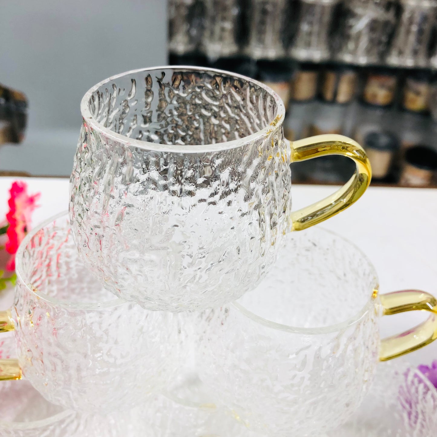 100ml 6 Pcs Premium Borosilicate Glass Mug – Heat & Cold Resistant Transparent Coffee Tea Tumbler Cup