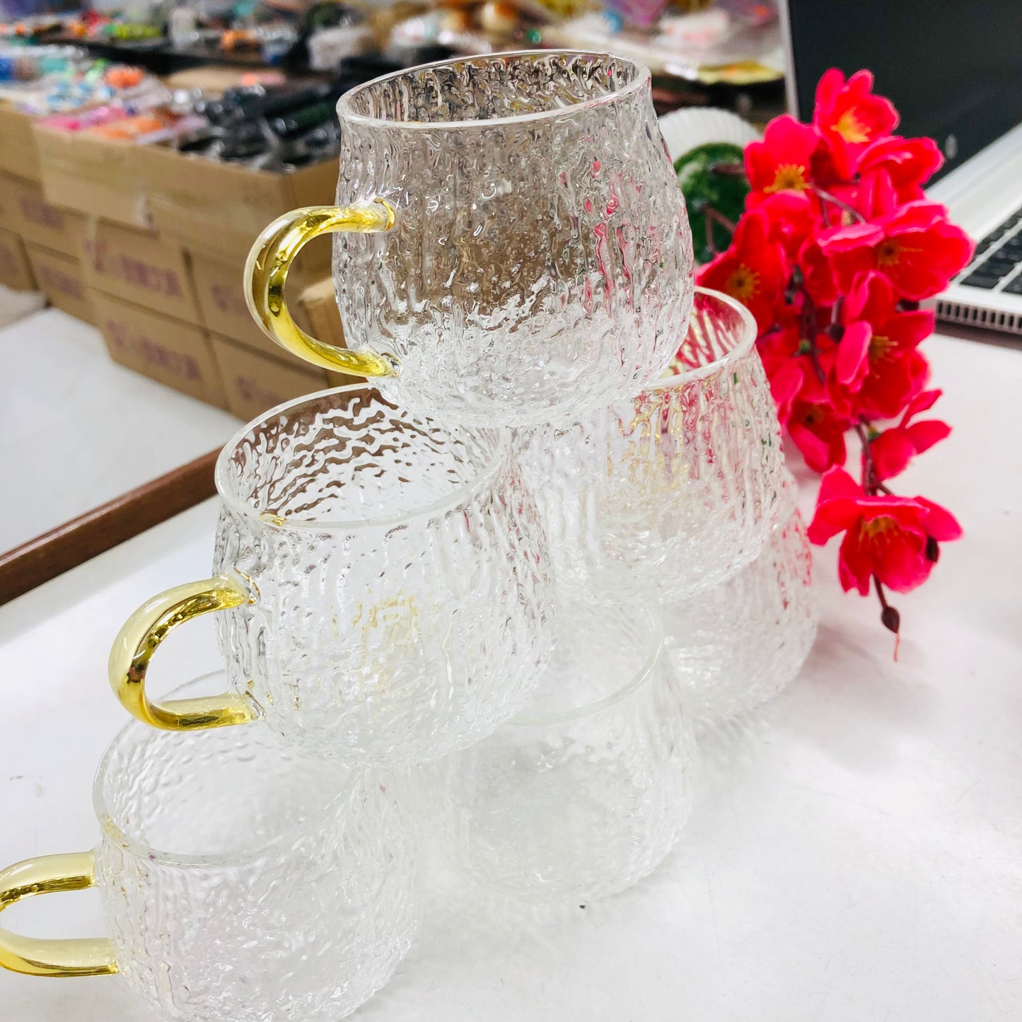 100ml 6 Pcs Premium Borosilicate Glass Mug – Heat & Cold Resistant Transparent Coffee Tea Tumbler Cup