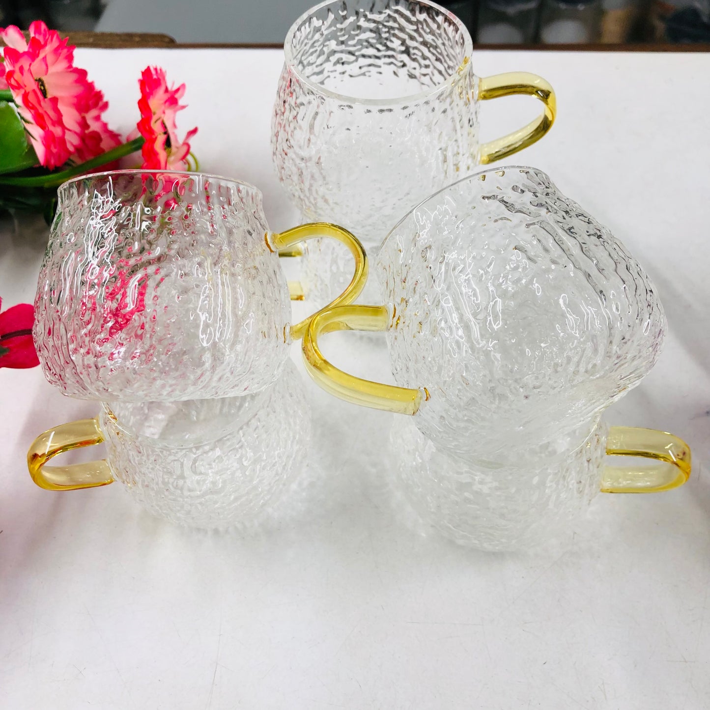 100ml 6 Pcs Premium Borosilicate Glass Mug – Heat & Cold Resistant Transparent Coffee Tea Tumbler Cup