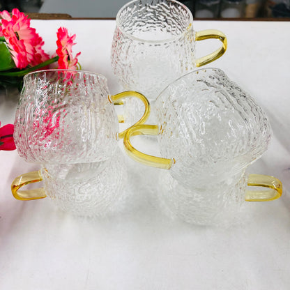 100ml 6 Pcs Premium Borosilicate Glass Mug – Heat & Cold Resistant Transparent Coffee Tea Tumbler Cup