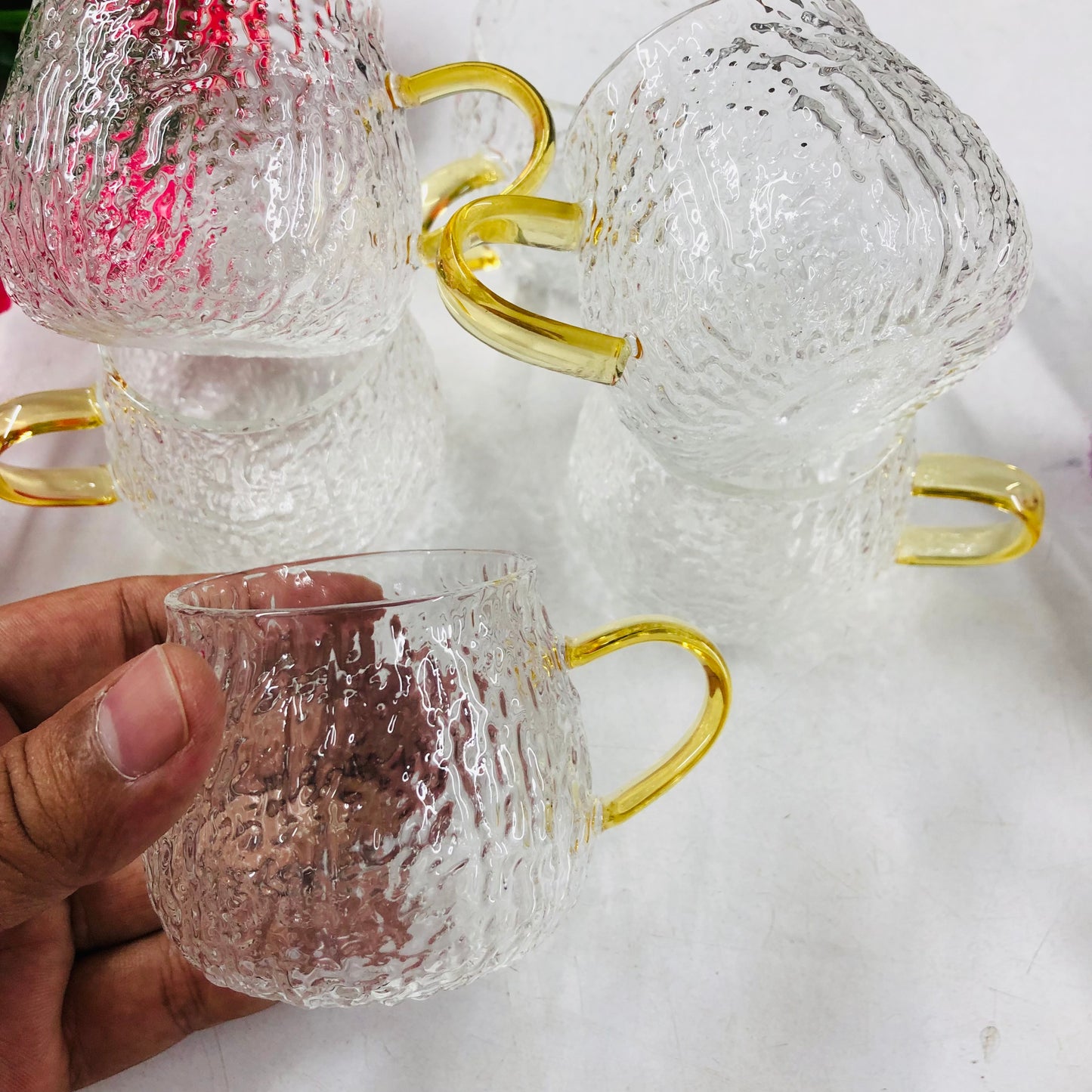 100ml 6 Pcs Premium Borosilicate Glass Mug – Heat & Cold Resistant Transparent Coffee Tea Tumbler Cup