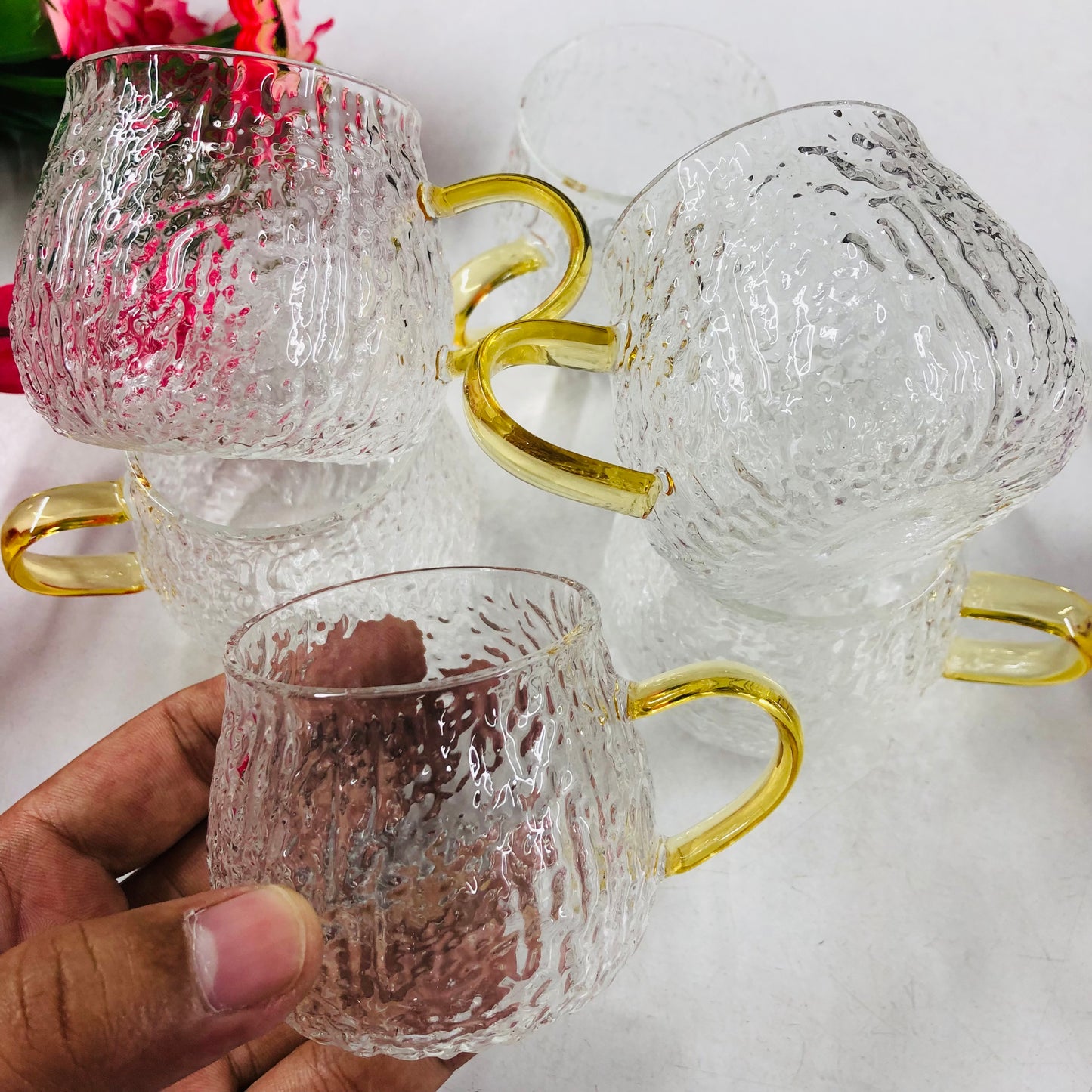 100ml 6 Pcs Premium Borosilicate Glass Mug – Heat & Cold Resistant Transparent Coffee Tea Tumbler Cup