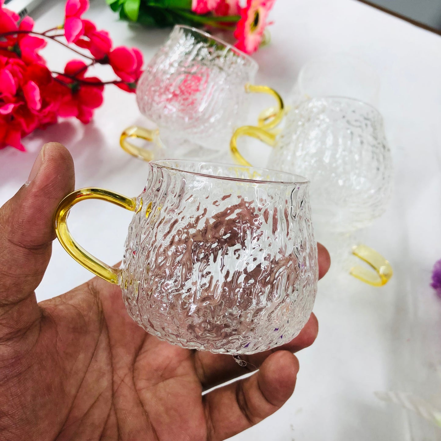 100ml 6 Pcs Premium Borosilicate Glass Mug – Heat & Cold Resistant Transparent Coffee Tea Tumbler Cup