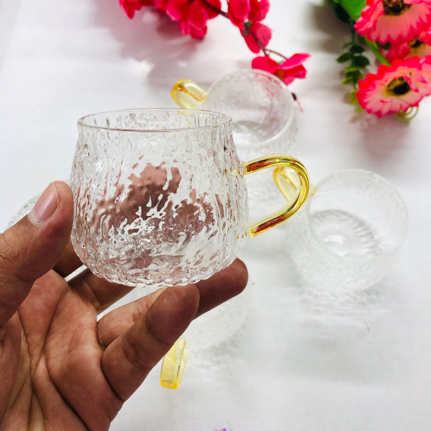 100ml 6 Pcs Premium Borosilicate Glass Mug – Heat & Cold Resistant Transparent Coffee Tea Tumbler Cup