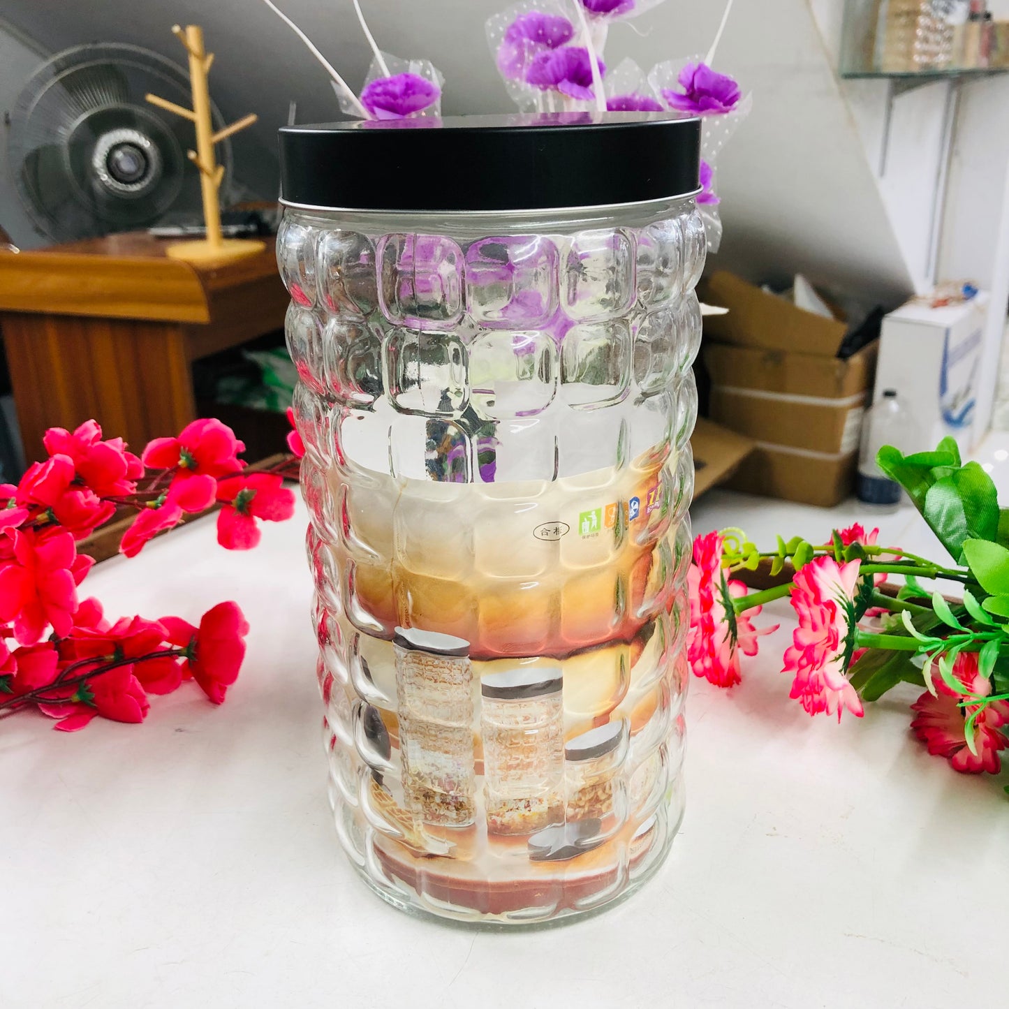 Glass Storage Jar – 900ml / 1250ml / 1750ml | Airtight, Leak-Proof Food Container