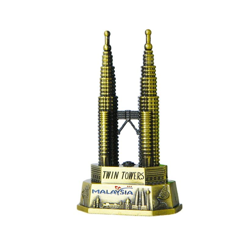 World Famous Kuala Lumpur Petronas Twin Towers Model – Premium Metal Bronze Souvenir