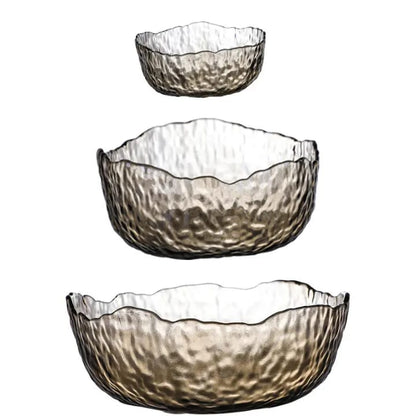 3 Pcs Colorful Vintage Glass Bowls Set for Salad, Fruits & Dessert – Decorative Multi-Functional Crystal Bowls for Home, Party & Wedding Use