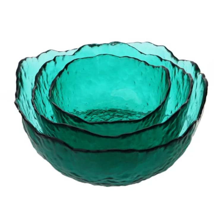 3 Pcs Colorful Vintage Glass Bowls Set for Salad, Fruits & Dessert – Decorative Multi-Functional Crystal Bowls for Home, Party & Wedding Use