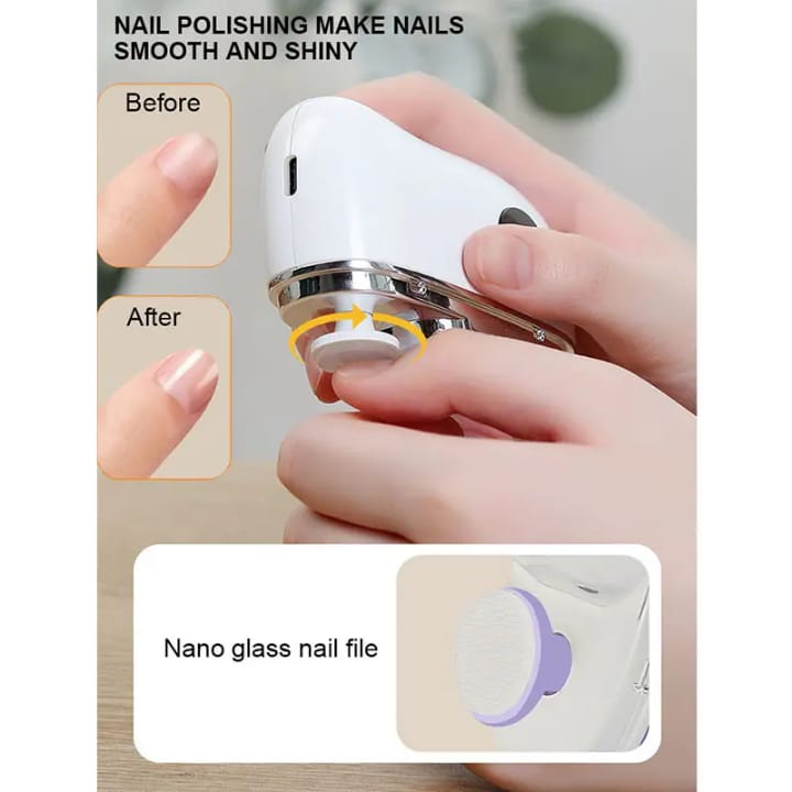 3-in-1 Rechargeable Electric Nail Clipper with Double-Head Nail Lamp – Automatic Nail Trimmer for Baby, Adult & Child (USB Charging, Stainless Steel