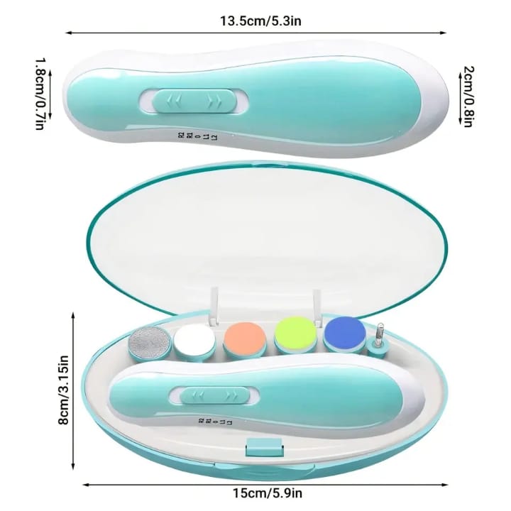 6-in-1 Baby Electric Nail Trimmer & Nail Grinder – Two-Way Rotation, 6 Grinding Heads, Safe & Gentle Nail Cutter for Newborn & Kids