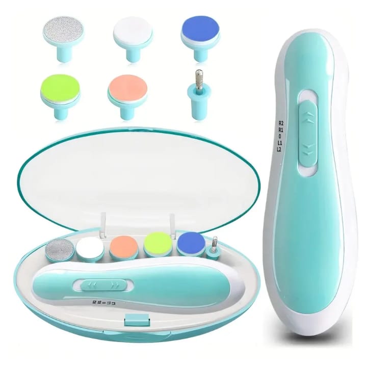 6-in-1 Baby Electric Nail Trimmer & Nail Grinder – Two-Way Rotation, 6 Grinding Heads, Safe & Gentle Nail Cutter for Newborn & Kids