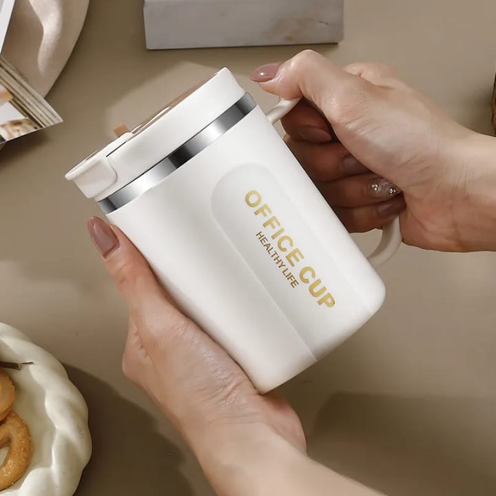 Double-Wall Stainless Steel Coffee Mug 500ml – Anti-Scald Insulated Hot & Cold Water Cup with Handle for Office, School & Camping