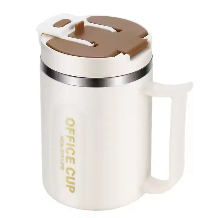 Double-Wall Stainless Steel Coffee Mug 500ml – Anti-Scald Insulated Hot & Cold Water Cup with Handle for Office, School & Camping