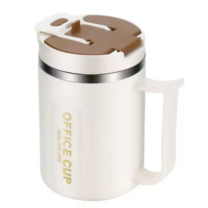 Double-Wall Stainless Steel Coffee Mug 500ml – Anti-Scald Insulated Hot & Cold Water Cup with Handle for Office, School & Camping