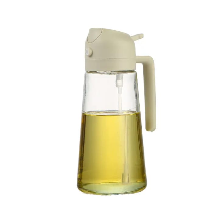 470ml Premium 2-in-1 Olive Oil Dispenser Bottle – Glass Oil Spray Bottle for Cooking, BBQ & Salad