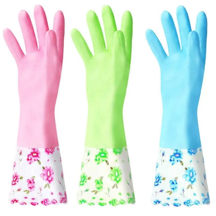 Premium Long Sleeve Waterproof Washing Gloves – 17.6"inch PVC Vinyl Household Cleaning Gloves | Anti-Allergic, Durable Dishwashing & Work Gloves