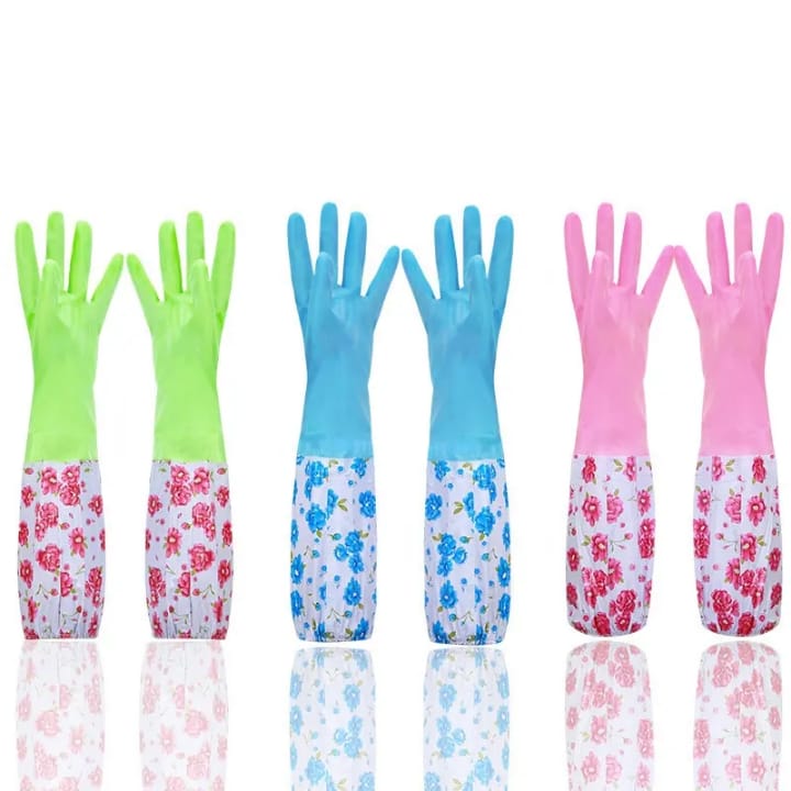 Premium Long Sleeve Waterproof Washing Gloves – 17.6"inch PVC Vinyl Household Cleaning Gloves | Anti-Allergic, Durable Dishwashing & Work Gloves