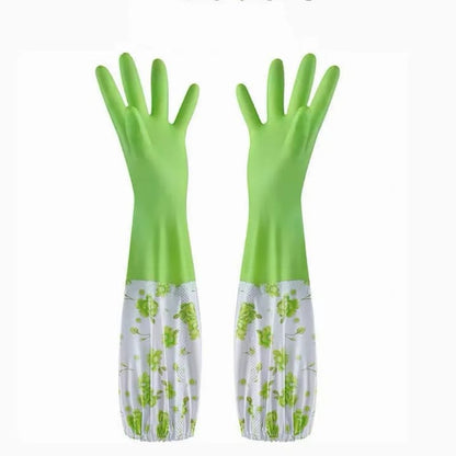 Premium Long Sleeve Waterproof Washing Gloves – 17.6"inch PVC Vinyl Household Cleaning Gloves | Anti-Allergic, Durable Dishwashing & Work Gloves