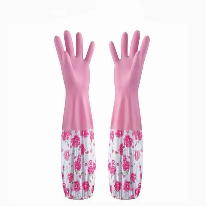 Premium Long Sleeve Waterproof Washing Gloves – 17.6"inch PVC Vinyl Household Cleaning Gloves | Anti-Allergic, Durable Dishwashing & Work Gloves