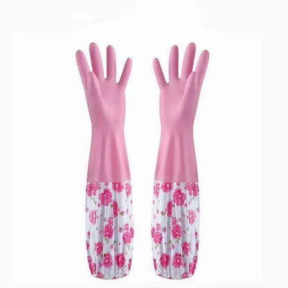 Premium Long Sleeve Waterproof Washing Gloves – 17.6"inch PVC Vinyl Household Cleaning Gloves | Anti-Allergic, Durable Dishwashing & Work Gloves