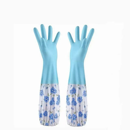 Premium Long Sleeve Waterproof Washing Gloves – 17.6"inch PVC Vinyl Household Cleaning Gloves | Anti-Allergic, Durable Dishwashing & Work Gloves