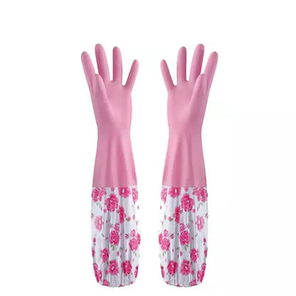 Premium Long Sleeve Waterproof Washing Gloves – 17.6"inch PVC Vinyl Household Cleaning Gloves | Anti-Allergic, Durable Dishwashing & Work Gloves