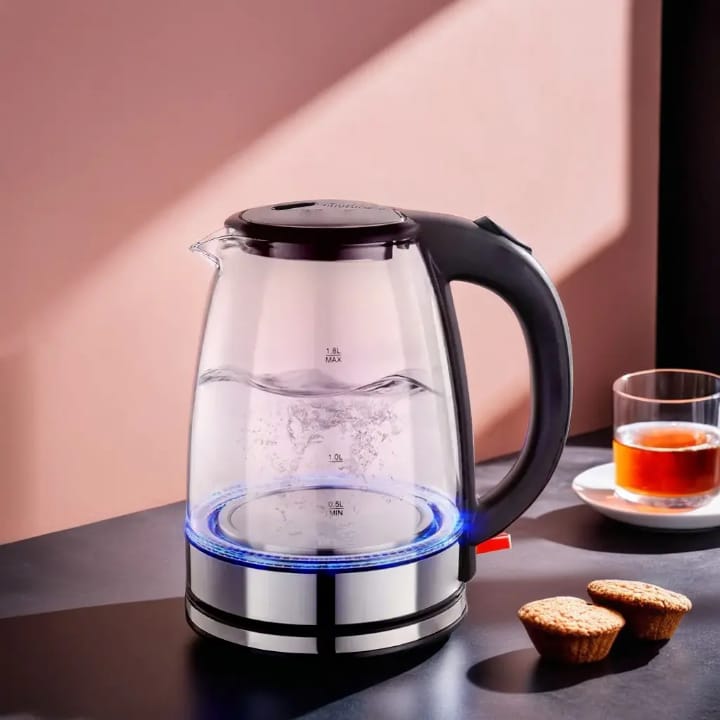High Quality 2L Glass Electric Kettle – 1500W Fast Boil | Portable Cordless Household Kettle with Auto Shut-Off & Mechanical Control