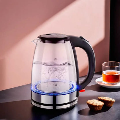High Quality 2L Glass Electric Kettle – 1500W Fast Boil | Portable Cordless Household Kettle with Auto Shut-Off & Mechanical Control