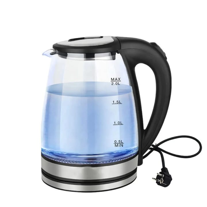 High Quality 2L Glass Electric Kettle – 1500W Fast Boil | Portable Cordless Household Kettle with Auto Shut-Off & Mechanical Control