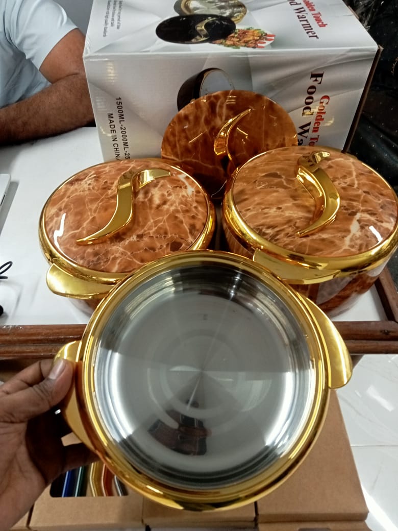 Premium 3-Piece Stainless Steel Hot Pot Food Warmer Set – 1.5L, 2L & 2.5L | Metal Lunch Box | Double Layer Insulated Food Keeper