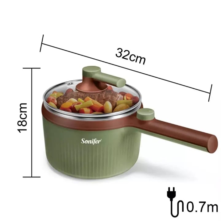 Sonifer 1.2L Stainless Steel Electric Multi Cooker – Mini Soup & Noodle Pot