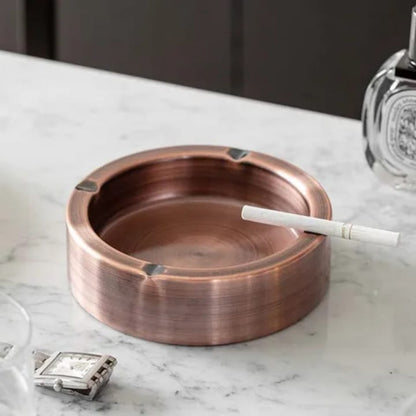 Creative Thickened Stainless Steel Anti-Fly Ashtray – Manual Type for Car & Home | Gold / Copper