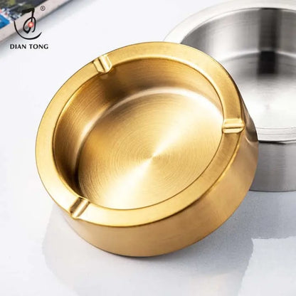 Creative Thickened Stainless Steel Anti-Fly Ashtray – Manual Type for Car & Home | Gold / Copper