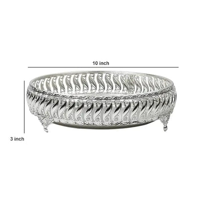 Arabic Ramadan Decorative Gold Plated Metal Serving Tray – Round Tray for Wedding & Gift (10 Inch)